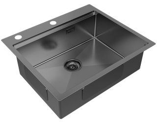 Мойка кухонная Paulmark Kroner-Pro PM705951-GM воронёная сталь